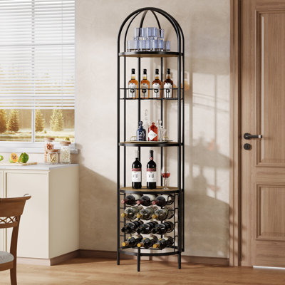 70.86"H 12-Bottle Round Floor Wine Rack With 4-Tier Storage Shelves by XDYZ