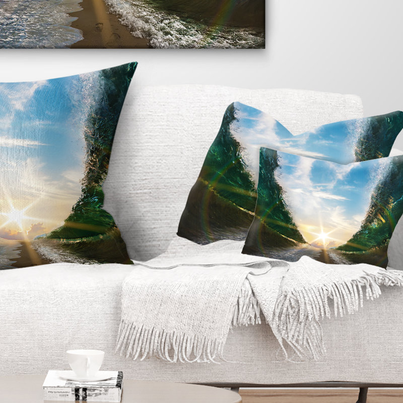 Coussin marin vers le soleil, Rectangulaire, 12 po x 20 po
