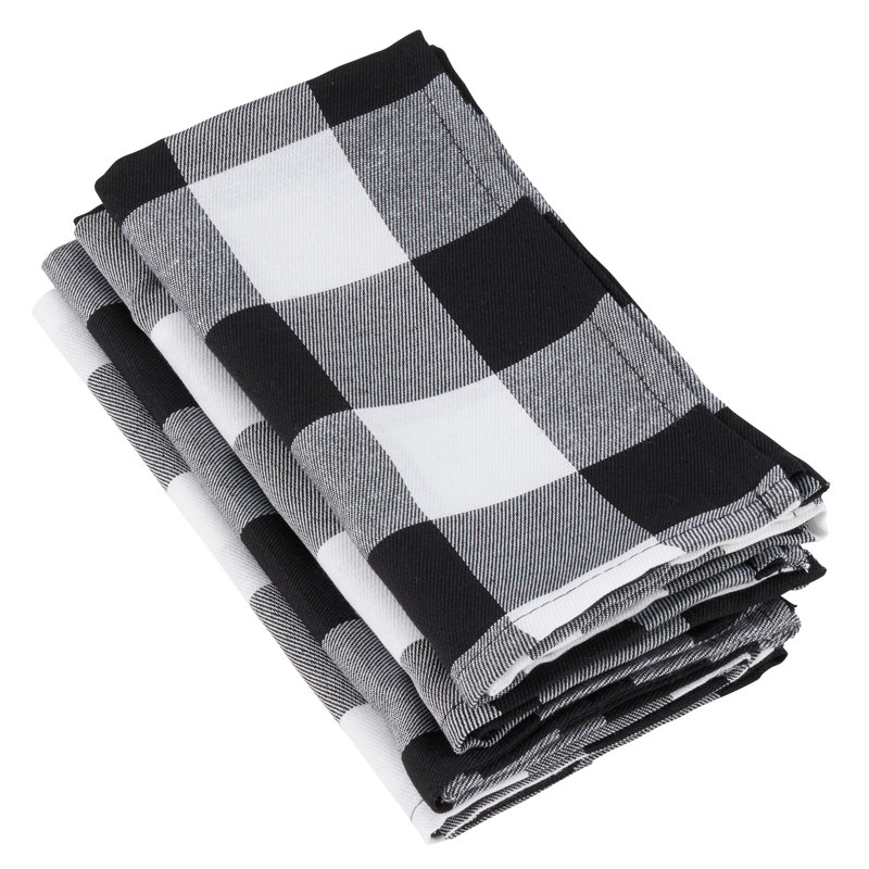 Franco Plaid Square Napkin, Black/White