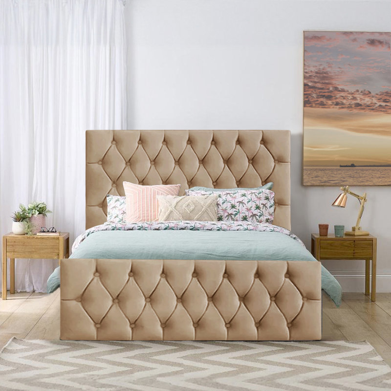 Daughtry Upholstered Ottoman Storage Bed, Beige, Double (4'6)