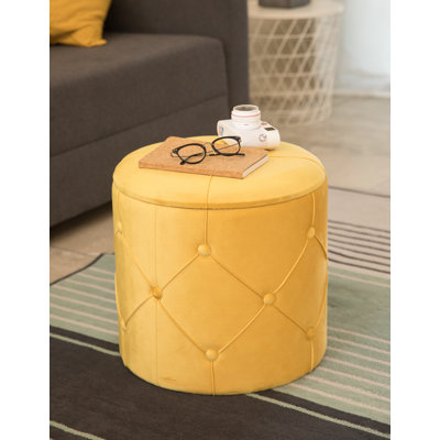Repose-pieds de rangement rond en velours Hanes 15,75 po Hanes