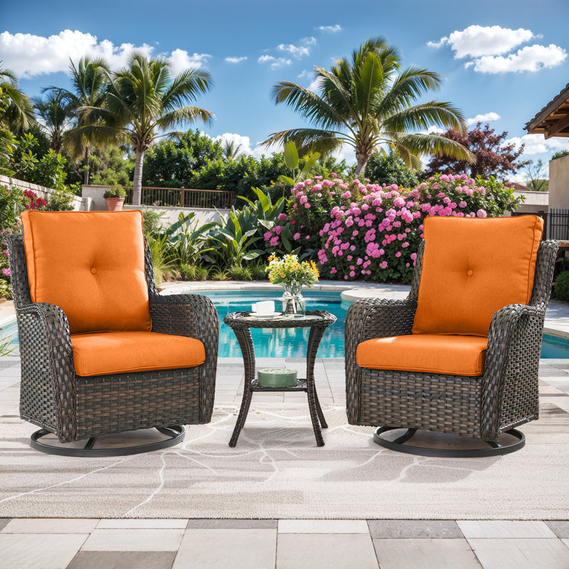Schutt 22" W Olefin Outdoor Seat/Back Cushion with Removable Zippered Covers, Orange, 2 Seat/Back Cushion