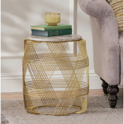 TABLE ROND WIRE AVEC PLATEAU EN MARBRE