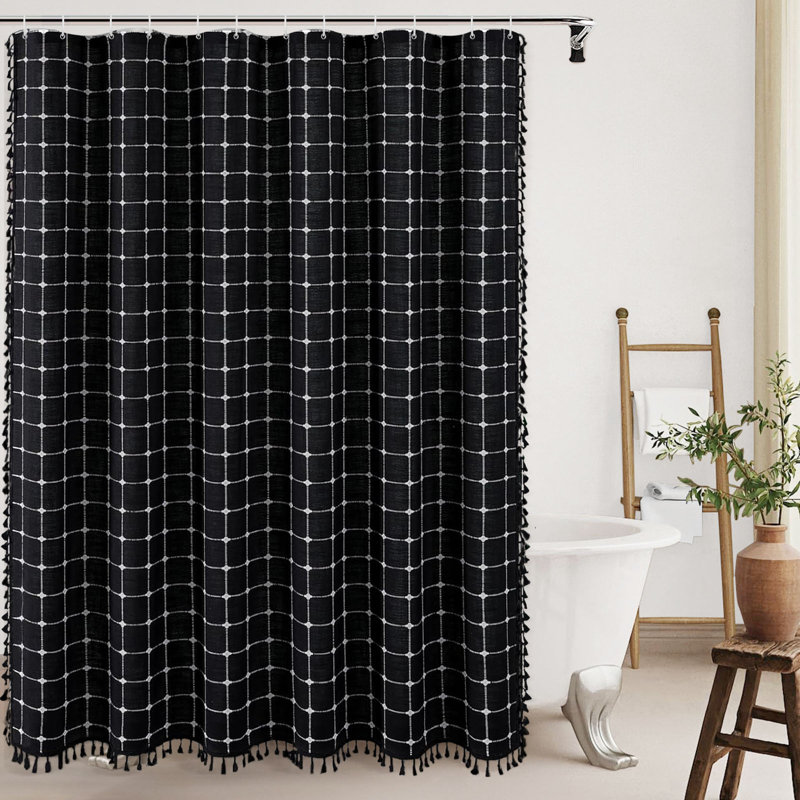 Rideau de douche noir Boho