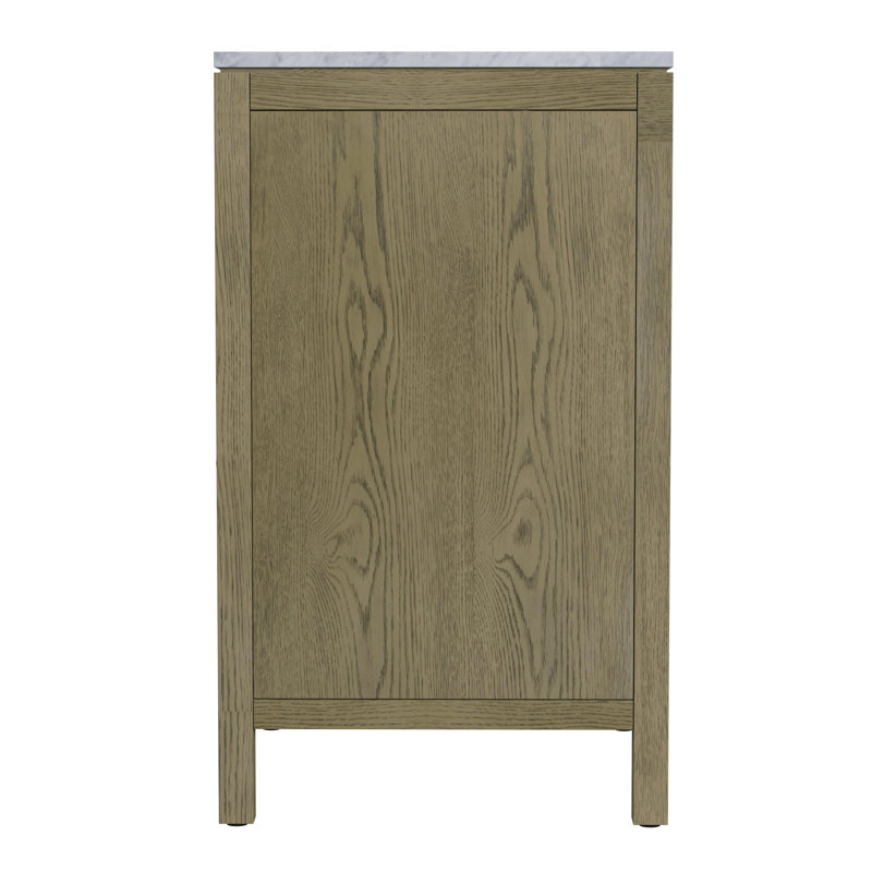 Nora 24 in. W Marble Top Bathroom Vanity, Light Oak