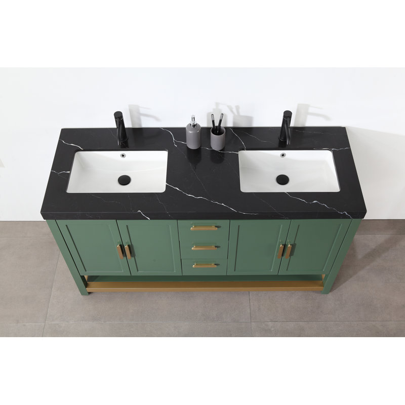Winchester 60” W Double Vanity, Black, Forest Green