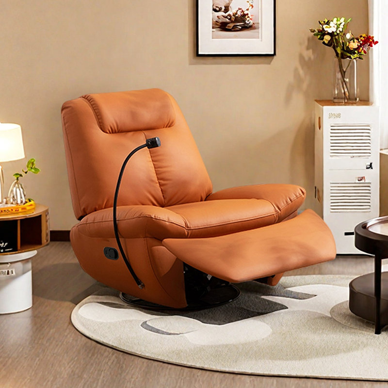 Single 360° Rotating Recliner with Phone Holder, Orange