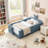 Upholstered Platform Bed With Rabbit Ear Shaped Headboard, Safety Rail, And Pocket, Soft Boucle Fabric-1357887348