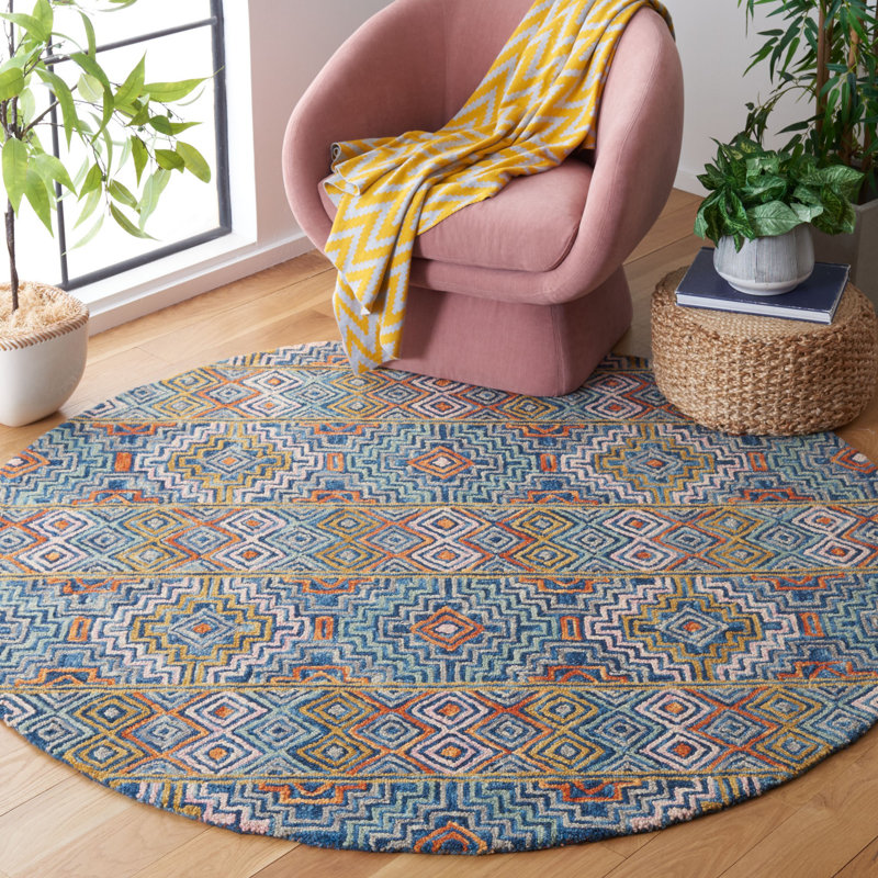 Deyoung Hand-Tufted Cotton Area Rug, Rond 6 pi