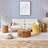 Ensemble de tables basses modernes et minimalistes de trois tables basses en MDF à motif de marbre. La table cylindrique avec son motif peut être facilement intégrée dans une variété de styles d'intérieur.