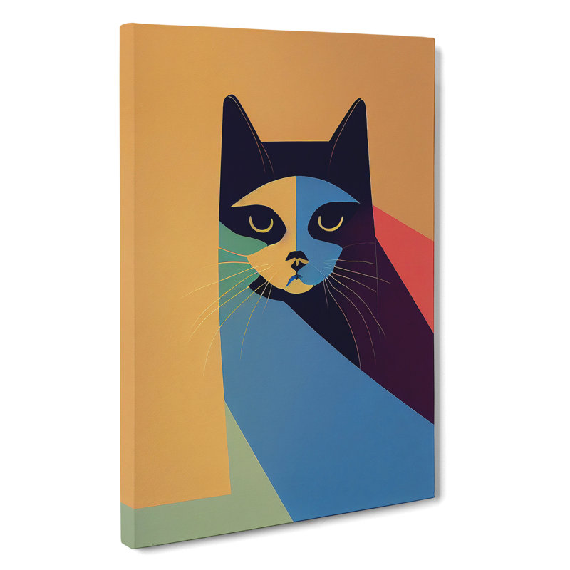 Colourful Cat No.1 Abstract - Wall Art, Wrapped Canvas, 50cm H x 35cm W x 3cm D, No Matte