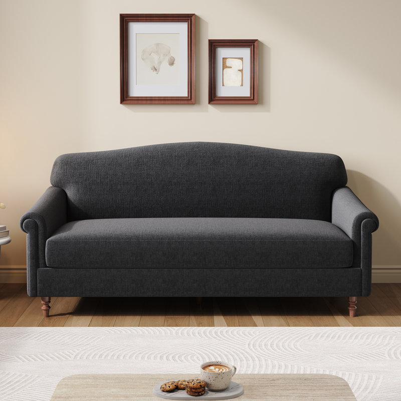 Space-saving Modern Sofa, Grey Chenille Upholstered Loveseat For Small Spaces