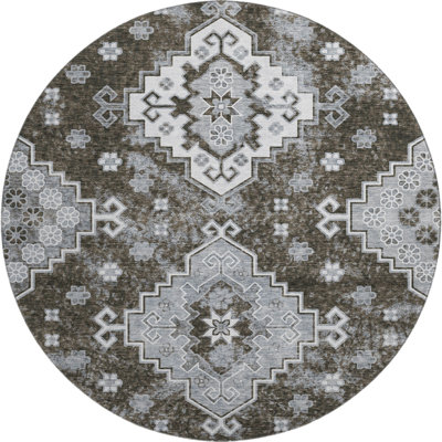 Premium Machine Washable Prisco Chocolate Rug