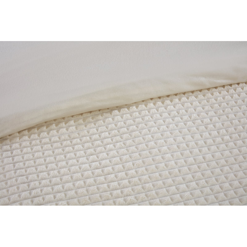 Rapport Home Luxury Waffle Teddy fleece Duvet Cover Set with Pillowcases, King Duvet Cover Set + 2 Standard Pillowcases