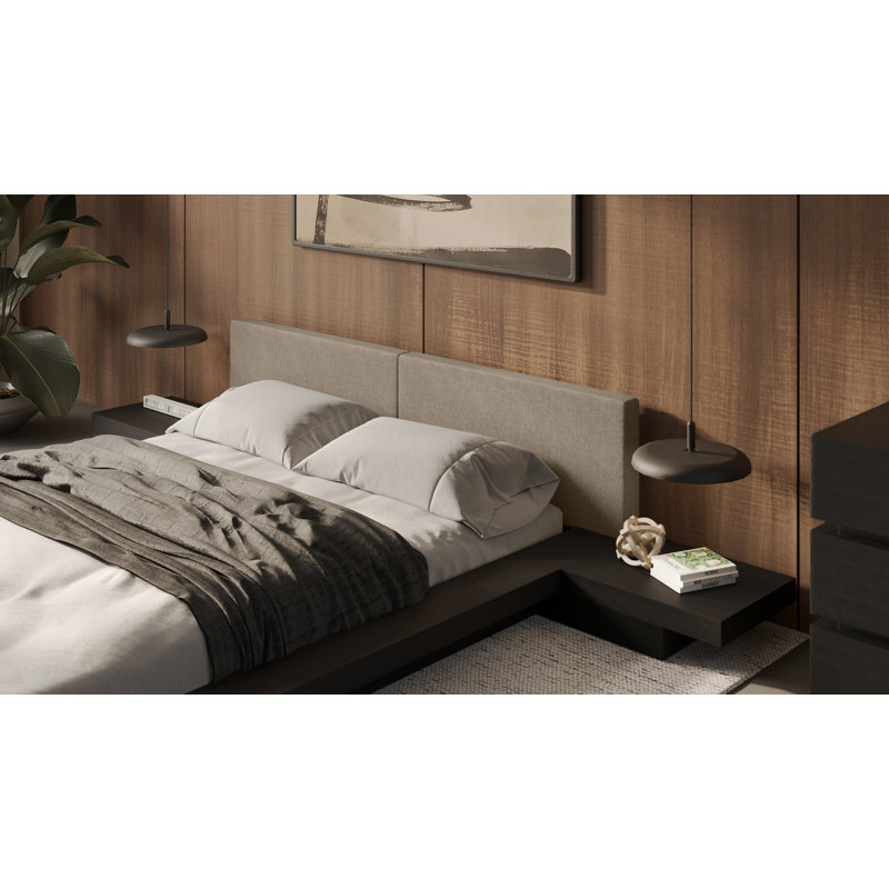 Upholstered Storage Bed, King, Wenge/Ecru Fabric