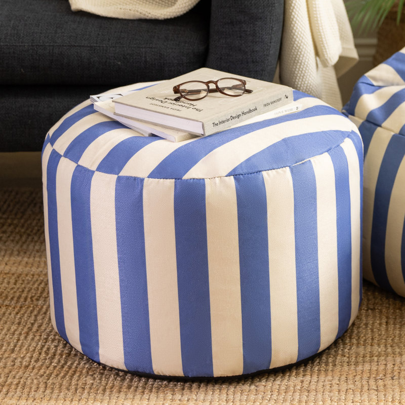 Milano Large Bean Bag Pouffe, Blue Striped