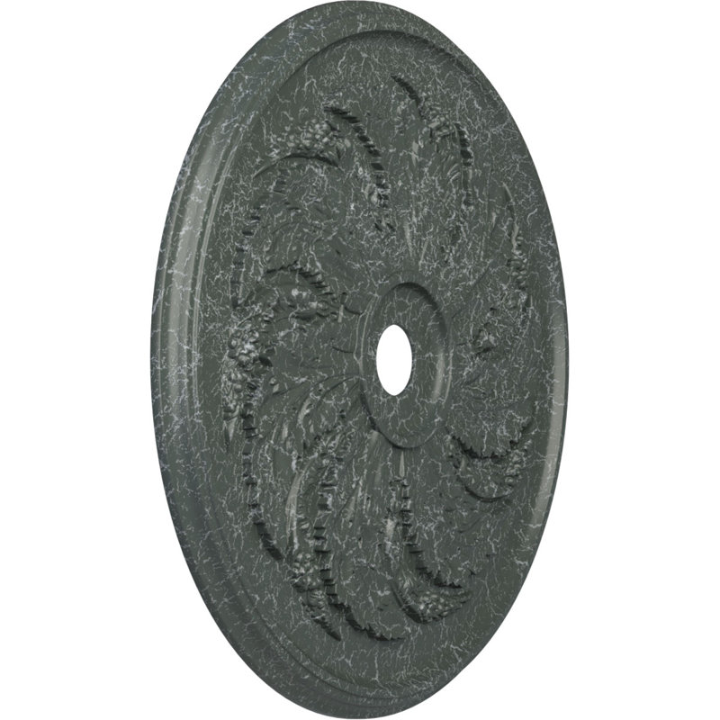 Médaillon de plafond Endurathane Sellek, DE 42 1/8 po x P 1 7/8 po (pour auvents jusqu'à 9 po), fini craquelé vert athénien peint à la main