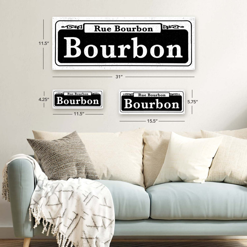 "New Orleans Bourbon St", plaque en métal