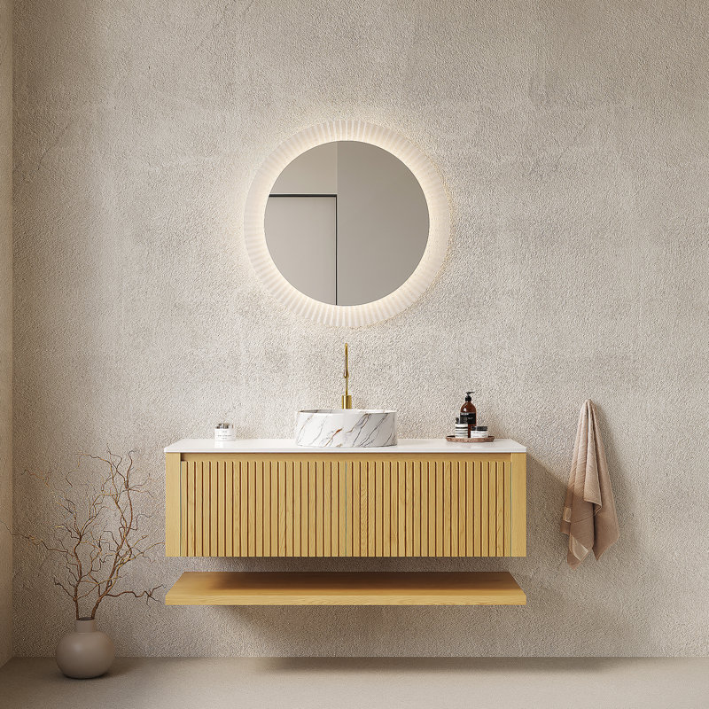 Meuble-lavabo de salle de bain avec lavabo en contreplaqué mural Hizon