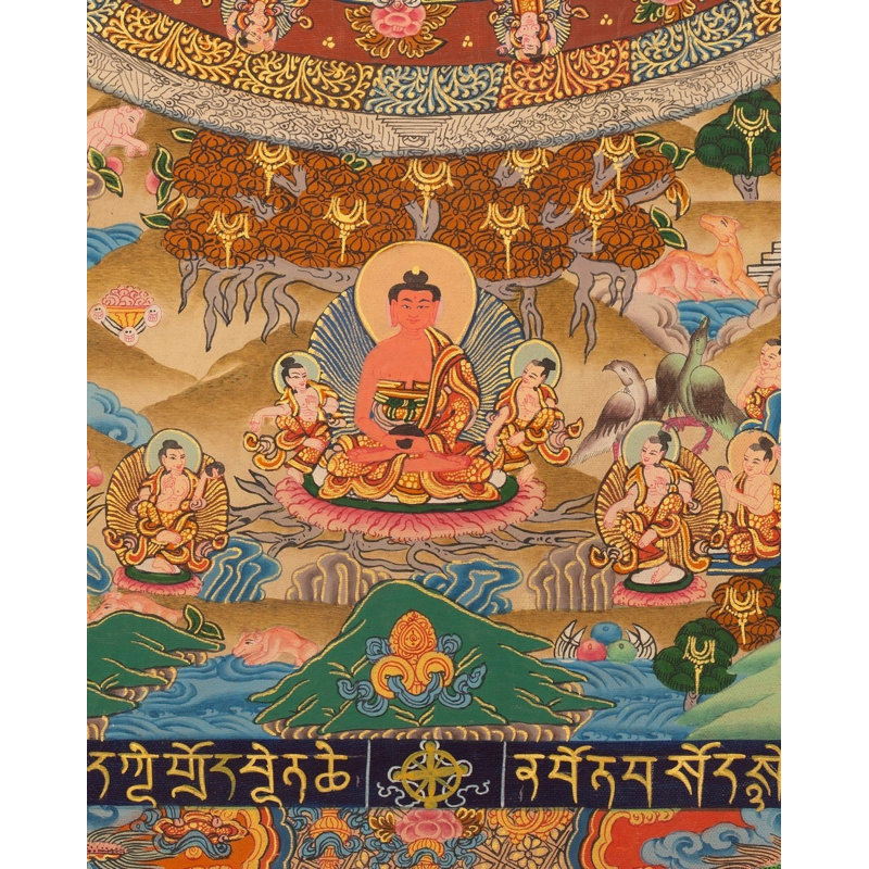 Amitabha M & Ala (Brocadeless Thangka) | Or 24 carats, gouache et acrylique sur toile de coton