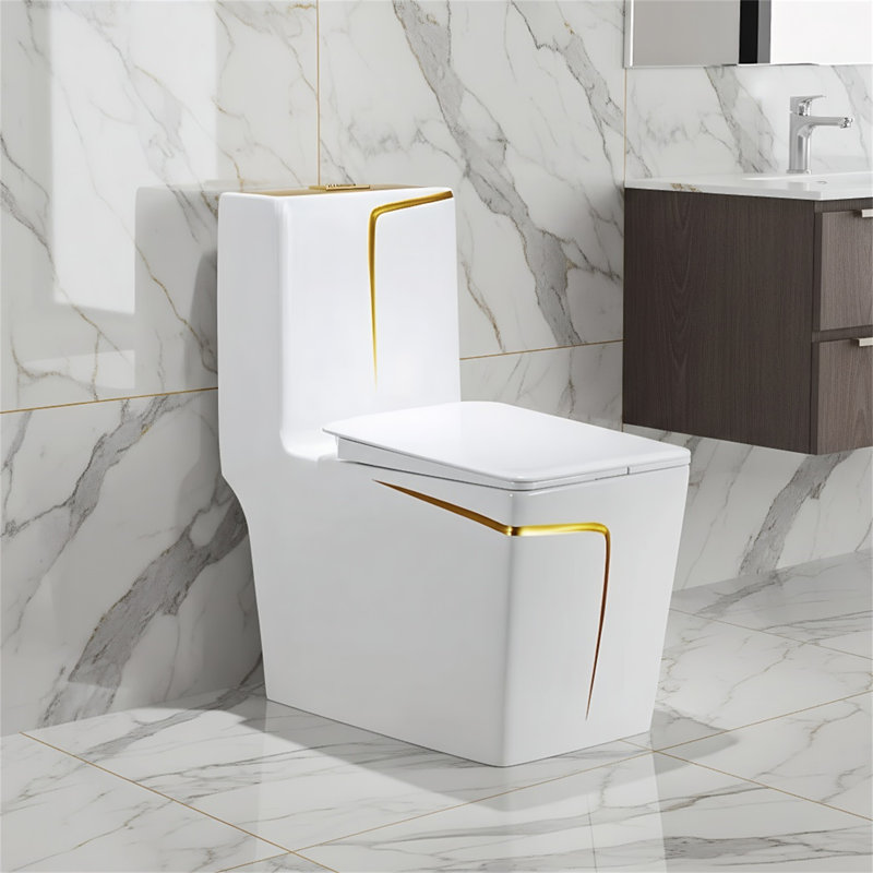 Toilette allongée une pièce, siège inclus
