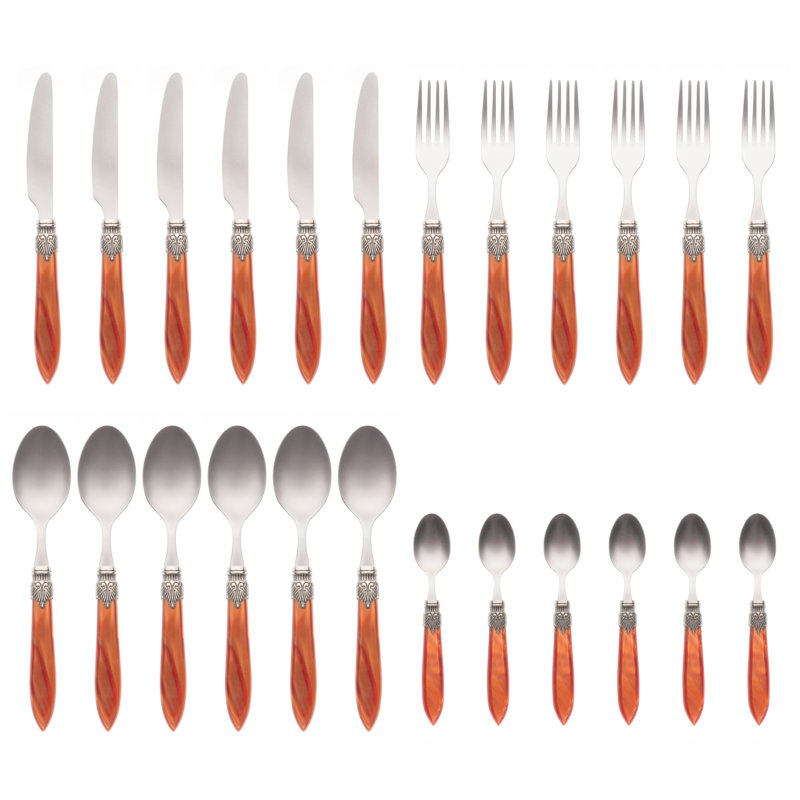 Alenka 24 Piece Cutlery Set, Service for 6, Brique Orange