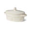 Ensemble de 2 mini boulangeries ovales Heritage 7,75 po 16 oz - Ramequins français en grès ivoire avec couvercle et détails botaniques en relief Heritage - Four à table pour gratins et cassoulets