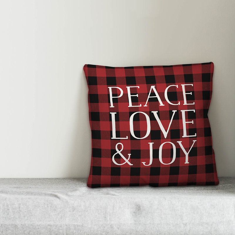  Housse de coussin Peace Love and Joy, 16 po x 1 po, Polyester/ Bourre en polyester