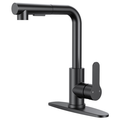Kitchen Faucets With Pull Down Sprayer And Deck Plate, Stainless Steel For Sink 3 Hole