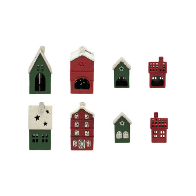 Hand-Painted Dolomite House Tealight Holder Set