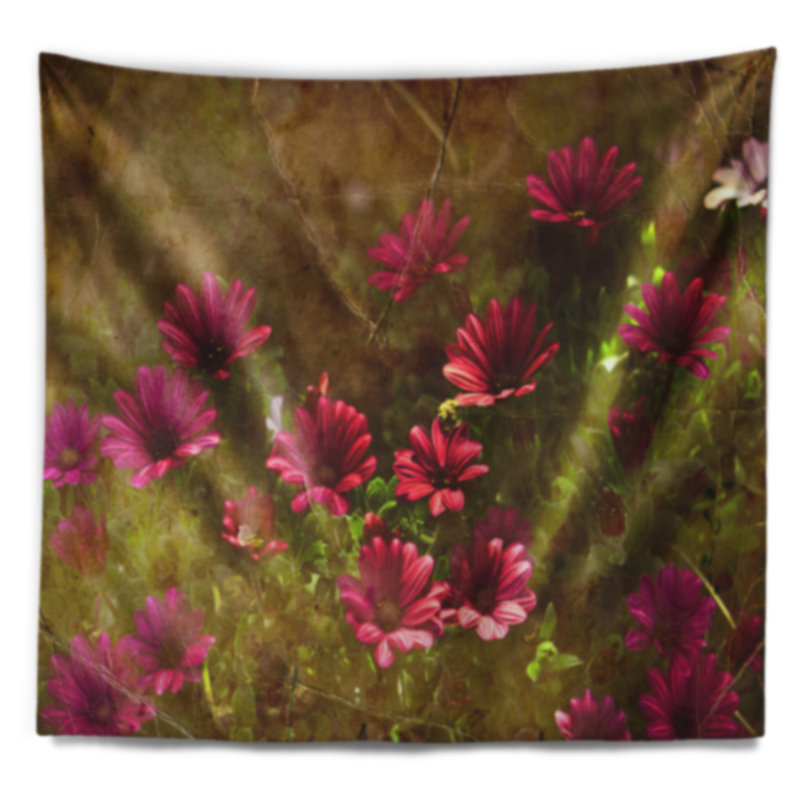 Tapisserie «Spring Garden» avec petites fleurs rouges, H 78 po x l 92 po