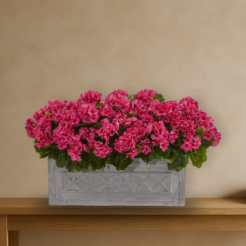Geranium Artificial Plant in Stone Planter