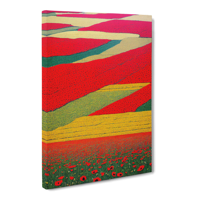 Jemeisha Poppy Field Landscape - Wrapped Canvas, 76cm H x 50cm W x 3cm D