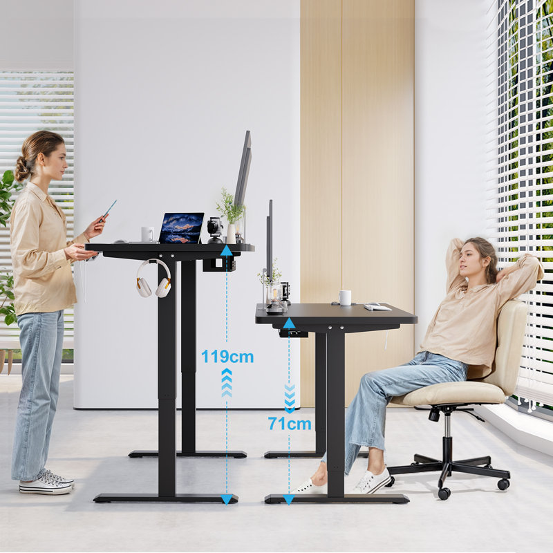 ONE PIECE Height Adjustable Standing Desk With Memory Smart Panel Office Electric Standing Computer Desk With USB Charge