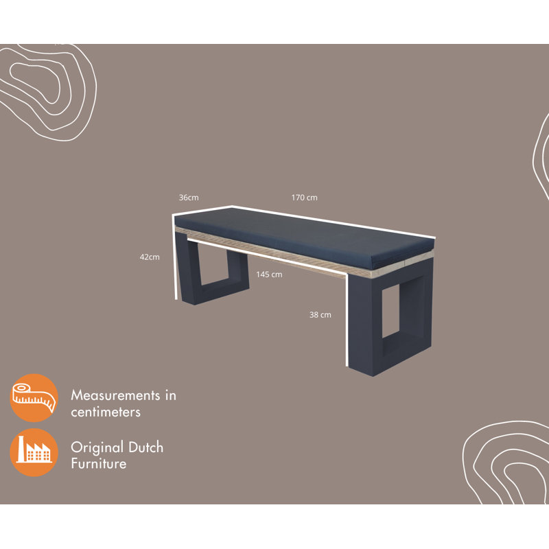 Antwyne Manufactured Wood Wood Outdoor Bench, 45cm H x 170cm W x 38cm D, Black