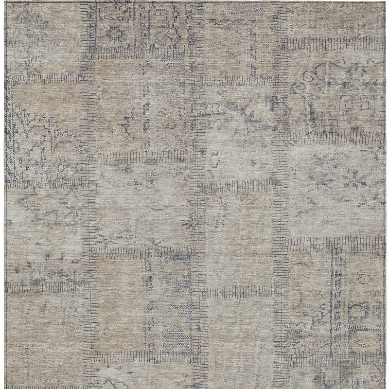 Tapis intérieur / extérieur beige lavable 10 pi x 14 pi Patchwork