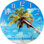 Horloge murale en verre - Idéale pour la décoration de maison et de bureau - À piles - Horloge esthétique et durable - Vibes Beachy, plage nautique au charme tropical - 13 X 13 pouces - Palm Tree Beach