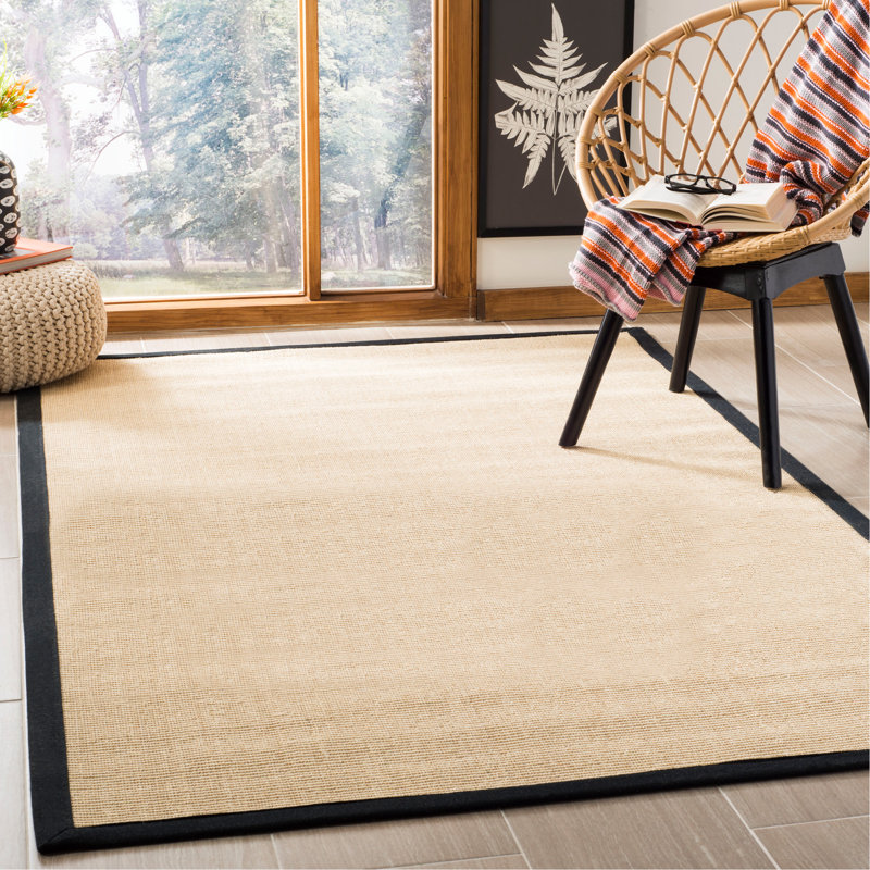 Cybil Auckland Jute Maize/Black Area Rug, Rectangle 9' x 12'