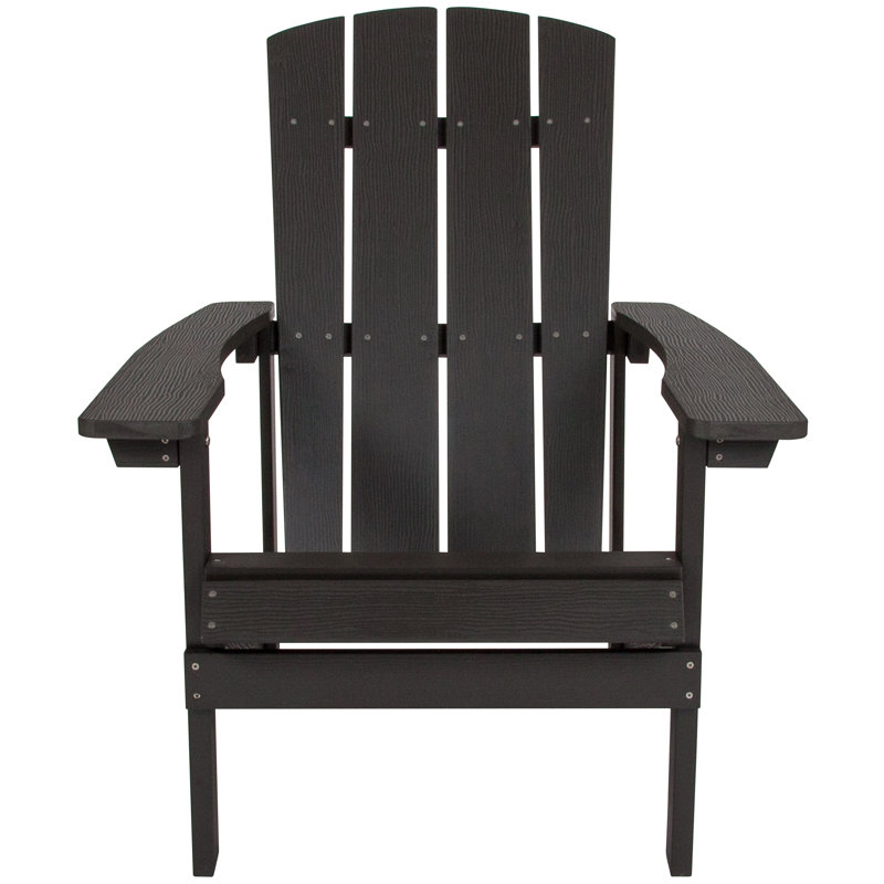 Commercial All-Weather Poly Resin Wood Adirondack Chair, Dark Gray