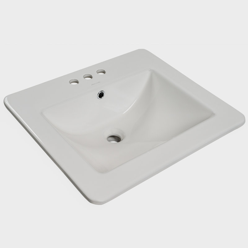 Lavabo de salle de bain rectangulaire encastré en porcelaine blanche 21 po x 18 po