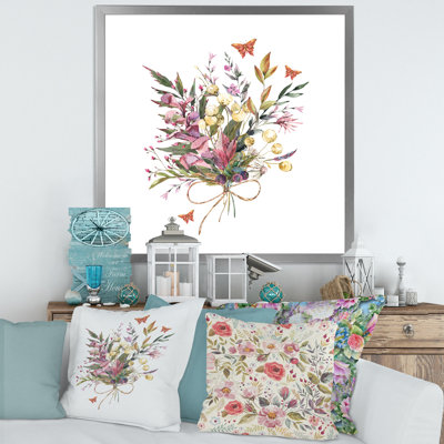 " Vintage Floral Summer Wildflowers Arrangement " Painting Print