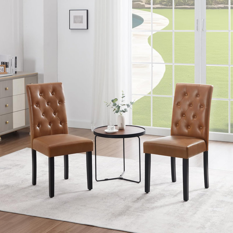 Ajani 48.5cm H Upholstered Upholstered Back Side Chair, 2, Brown