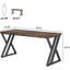Bureau d'écriture moderne de 55 pouces avec pieds en métal en forme de Z, bureau d'ordinateur robuste pour bureau à domicile ou bureau, bureau en bois brun rustique, surface de travail spacieuse et cadre robuste-261771621