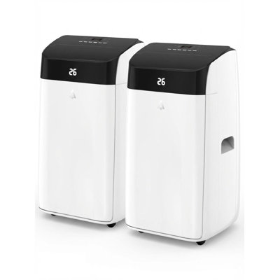 Ensemble de 2 climatiseurs portatifs 14 000 BTU - Climatiseur autoportant 3-en-1 avec modes de refroidissement, déshumidificateur et ventilateur, télécommande, mode veille, double vitesse du ventilateur, faible bruit - refroidit 750 pieds carrés Chacun, blanc et noir