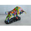 Statue de taureau en résine Nifao - sculpture de taureau multicolore tourbillonnant intérieur / extérieur, design abstrait jaune, bleu, rouge et violet avec cornes dorées sur base noir brillant pour les maisons, bureaux 14 po x 4 po x 9 po-257420597