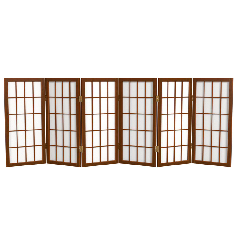 Paravent court Alex H 26,5 po, Noyer, 6 panneaux