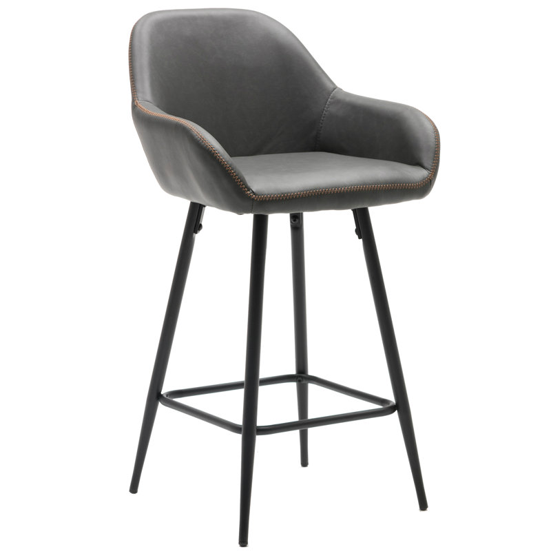 Kayland Upholstered Counter Stool, Bar Stool (29” Seat Height), Vintage Gray
