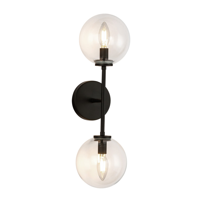 Ensemble de meuble-lavabo mural moderne 2 lumières 20 po Learco, Noir mat