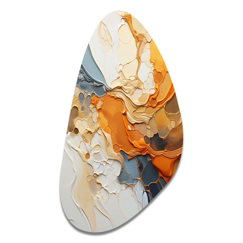 «Orange Blue Line Art Abstract Expressionism - Asymmetric Line Art, décoration murale sculpture en métal de forme irrégulière