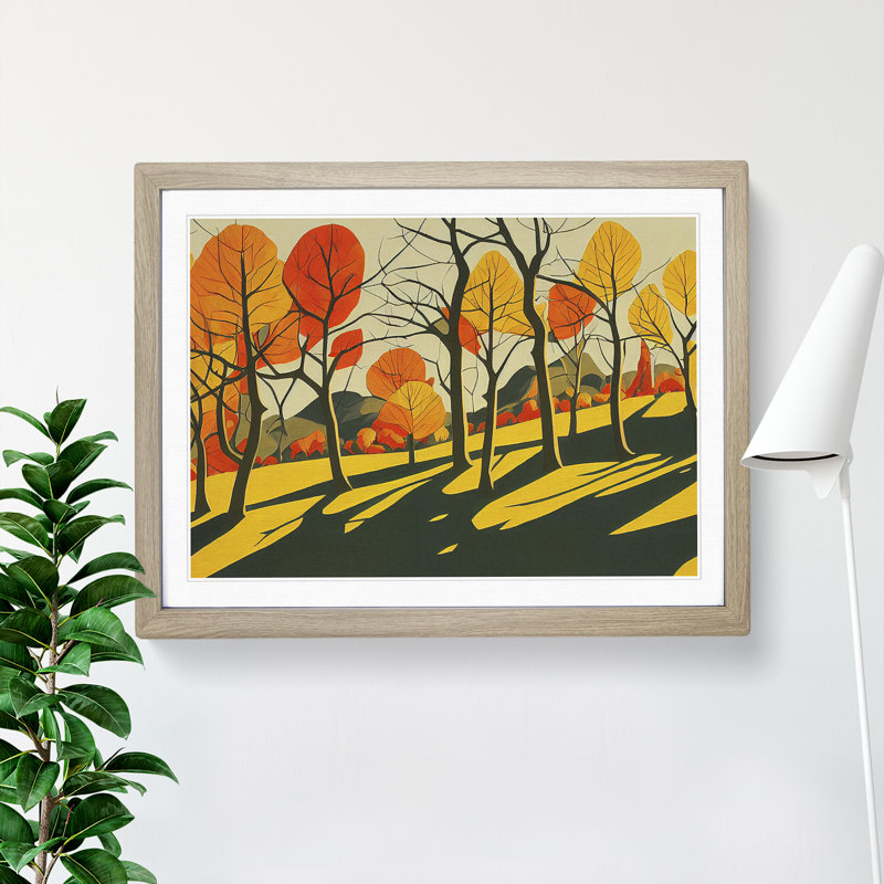 Serene Autumn Forest - Framed Print, 46cm H x 64cm W x 2cm D, Oak 